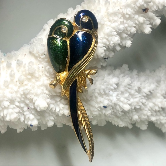 NEW! Tropical Birds Pin Broach - Picture 1 of 4